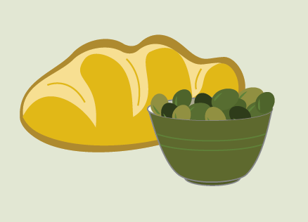 bread loaf and olives